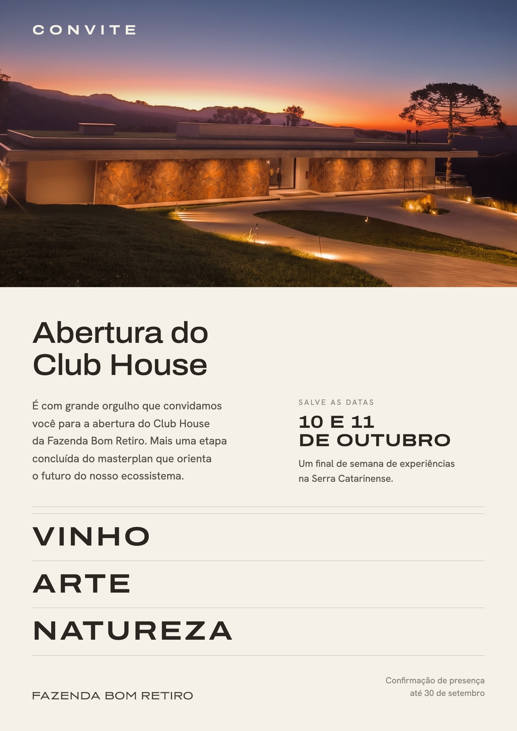 Convite — Abertura do Club House